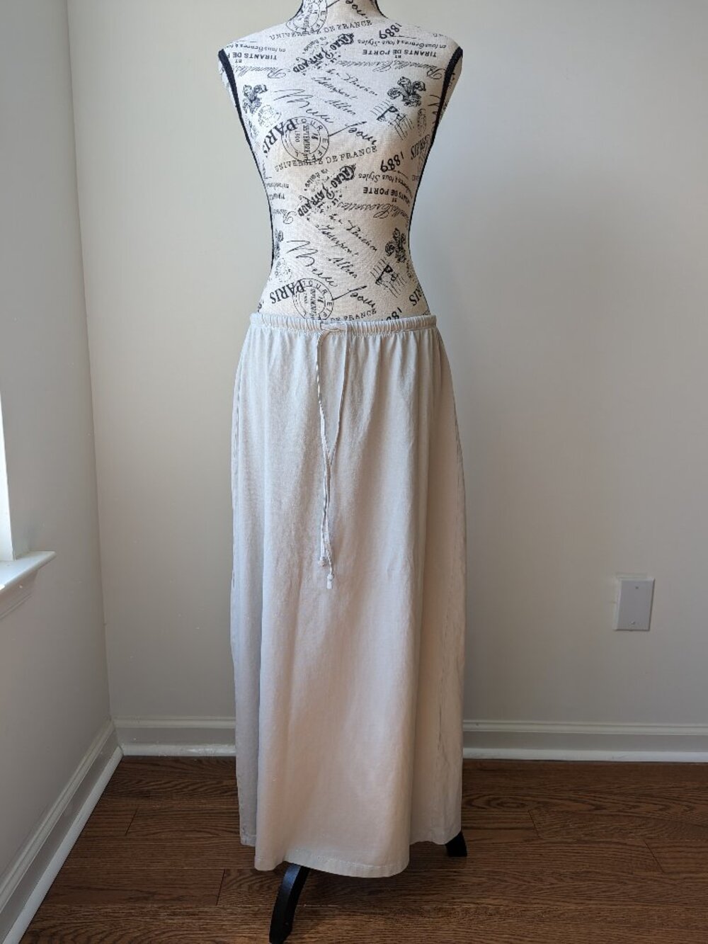 Zara Washed Effect Midi Skirt size L Pull On Drawstring NWT